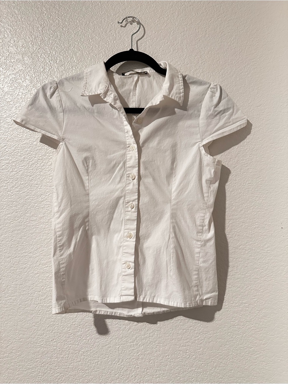 Brandy Melville White Short-Sleeve Button Down Shirt